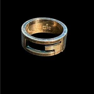 Gucci Silver Cutout G Ring